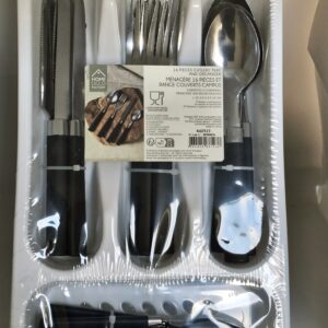 ménagère 16 pièces home deco – acier inox et manches noirs