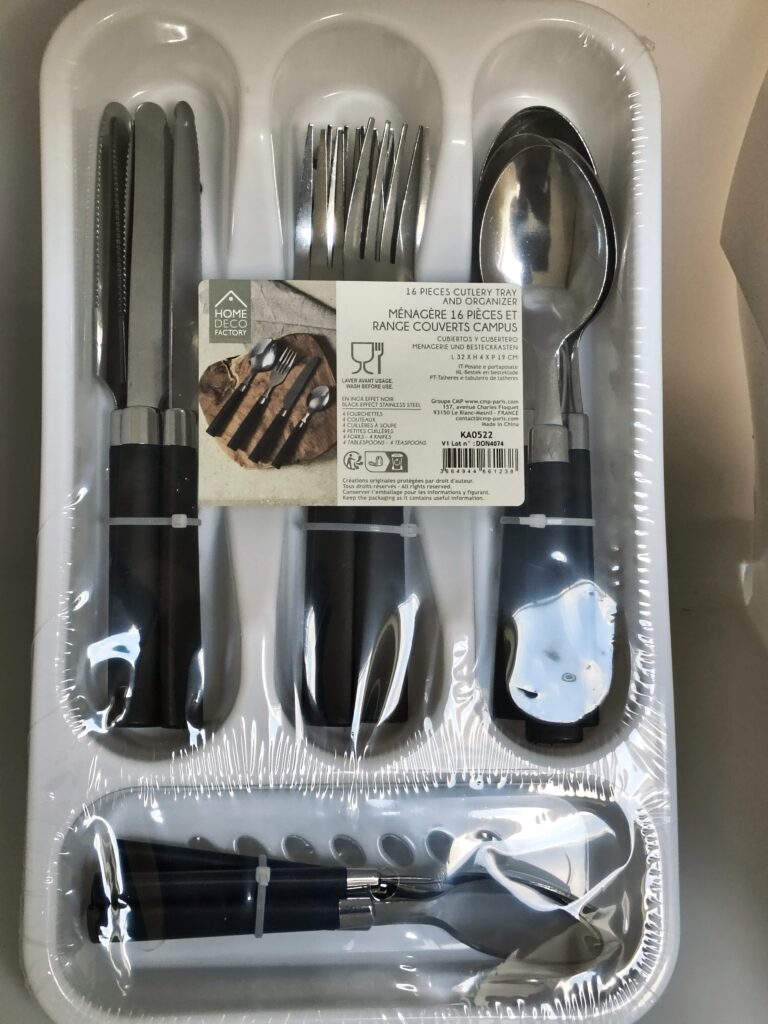 ménagère 16 pièces home deco – acier inox et manches noirs