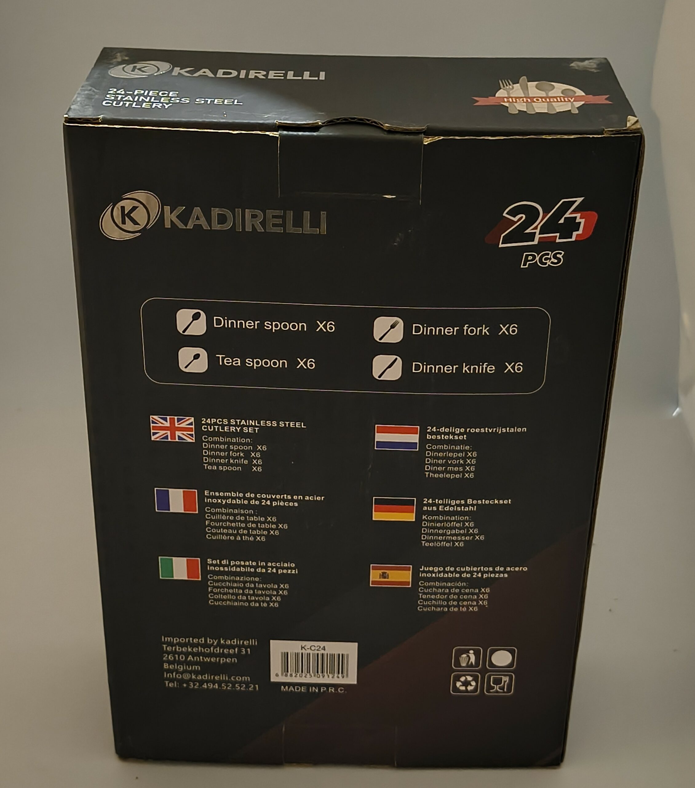 set de couverts kadirelli 24 pièces – acier inoxydable