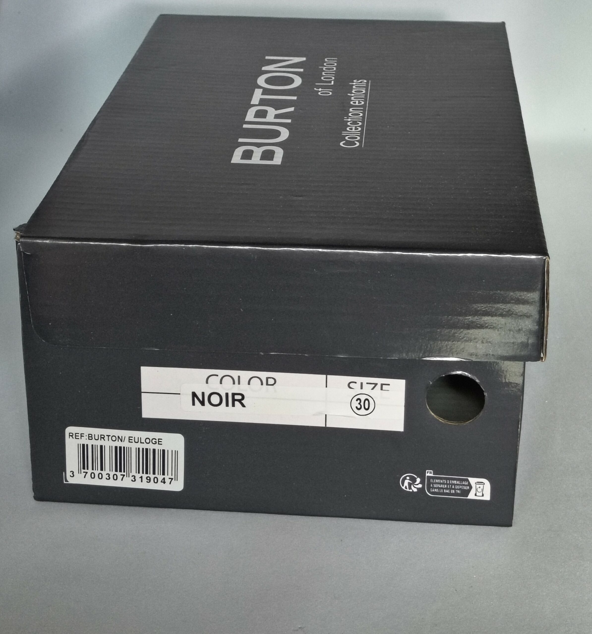 burton of london – baskets enfant euloge noir (taille 30)