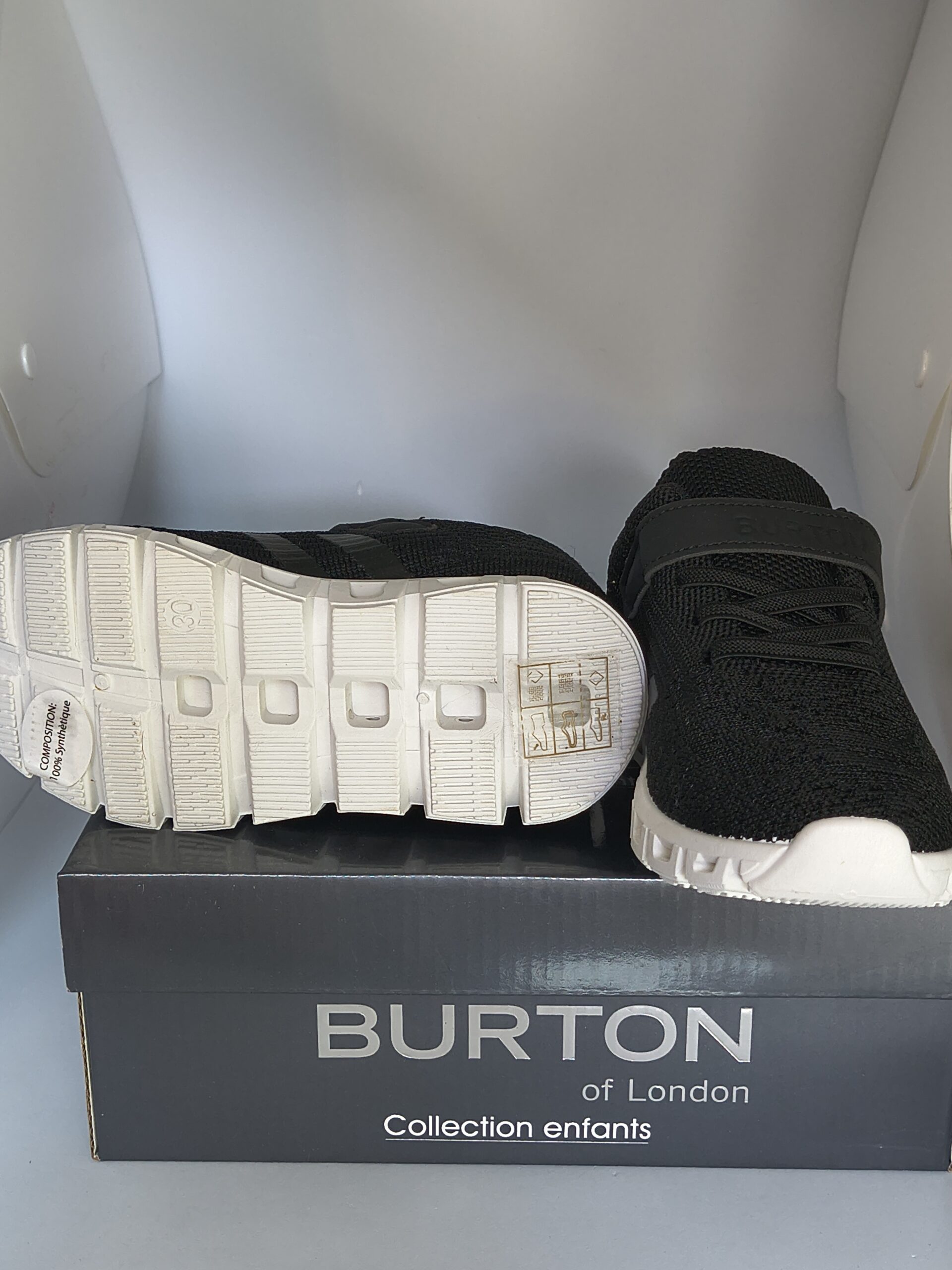burton of london – baskets enfant euloge noir (taille 30)